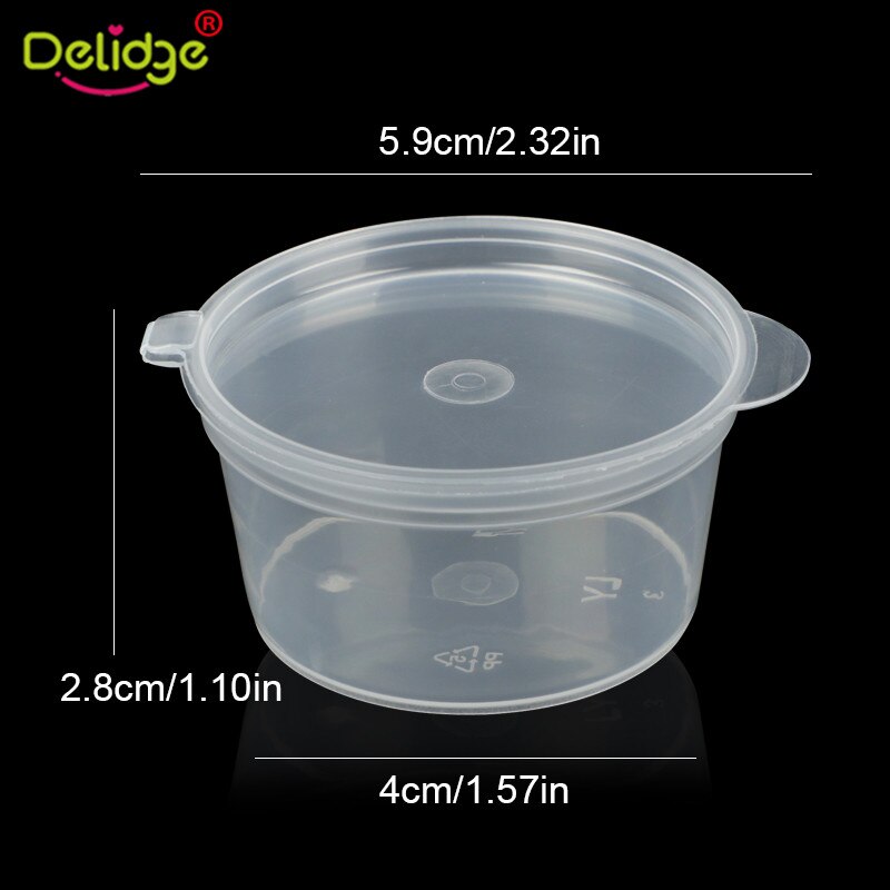 Delidge 30 stks/set 35 ml Plastic Transparante Saus Chutney Cups Soep Kommen Met Deksel Voedsel Keuken Servies Takeaway Opbergdoos