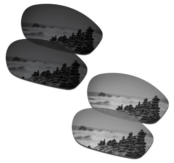 SmartVLT Replacement Lenses Polarized for Oakley Encounter Sunglasses - Multiple Pairs Packed: Black and Silver