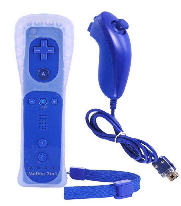 Black Built in Motion Plus Remote Nunchuck Controller + Case for Nintendo for Wii: Deep Blue