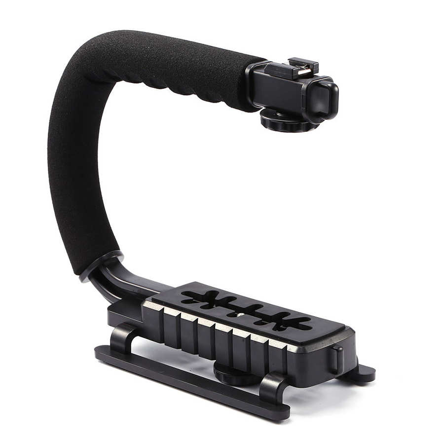 Zwart Super Grip Video Dv Slr Camera Stabiliseren Handvat Voor Dslr Dv Camcorder Shoe Mount Voor Video Verlichting, knippert, Microfoon