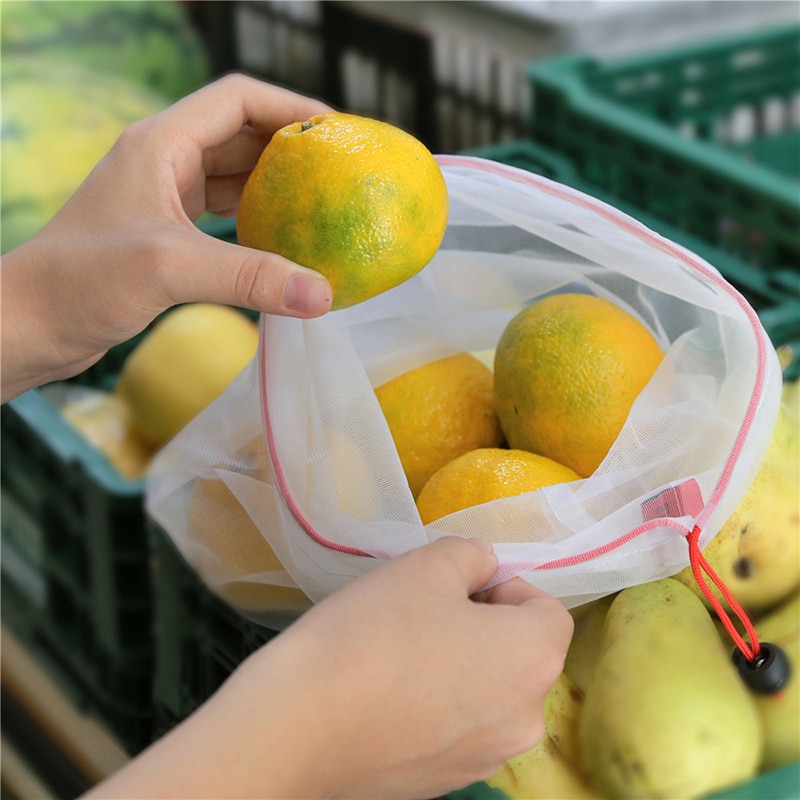 15 stuks/Batch Herbruikbare Mesh Productie Tas Wasbaar Eco Tas Voor Boodschappen Opslag Groente-en Speelgoed Diversen tas