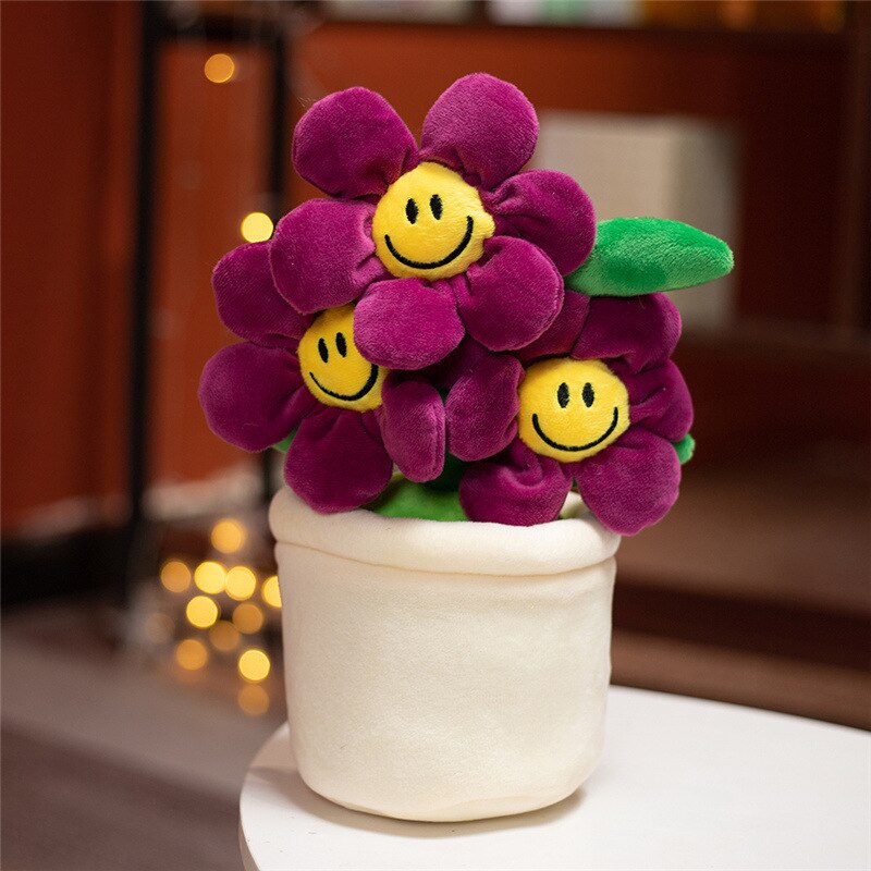 Jouet en peluche tournesol plante en pot succulente, décoration créative pour chambre à coucher, d&#39;ornement