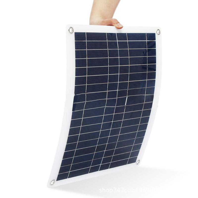 50W Solar Panel Portable Flexible Solar Panel Double USB 12V with Car Charger Crocodile Clip Outdoor Charger Panel Regulator