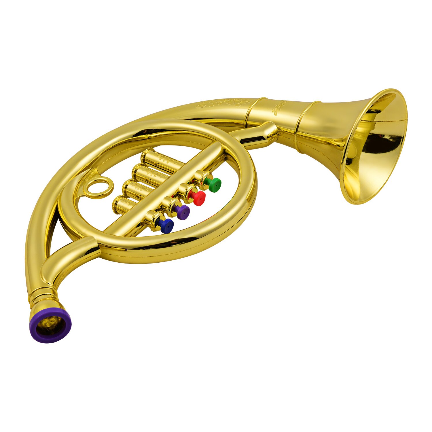 Musical Wind Instrumenten Franse Hoorn Voor Kids Peuters Abs Gouden Hoorn Met 4 Gekleurde Toetsen