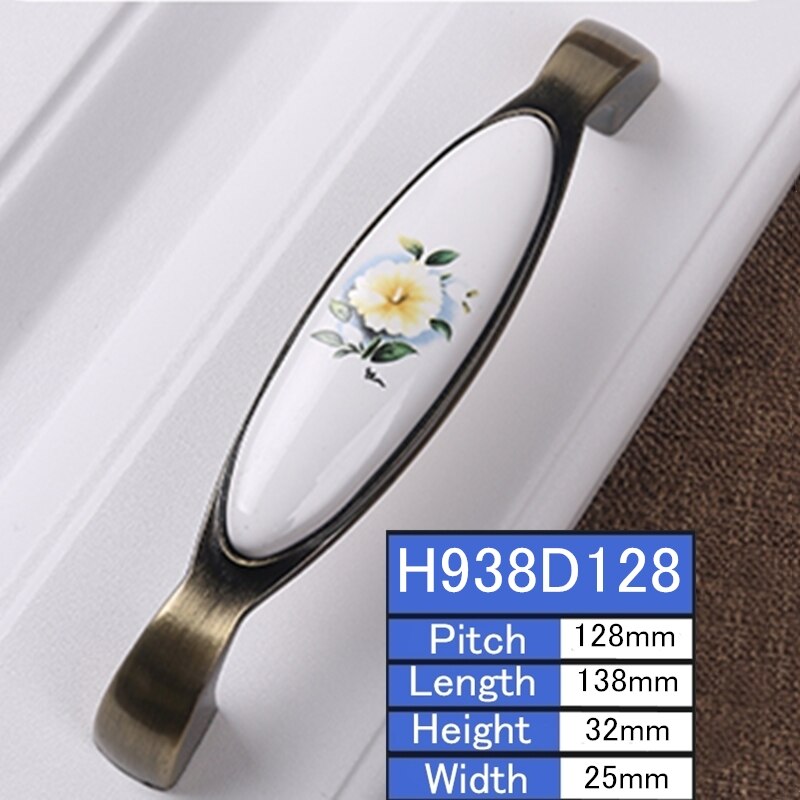 2 Stuks Antieke Keramische Knoppen Kabinet Schuifladegrepen Knoppen Kast Deurklink Europese Meubelbeslag: H938D