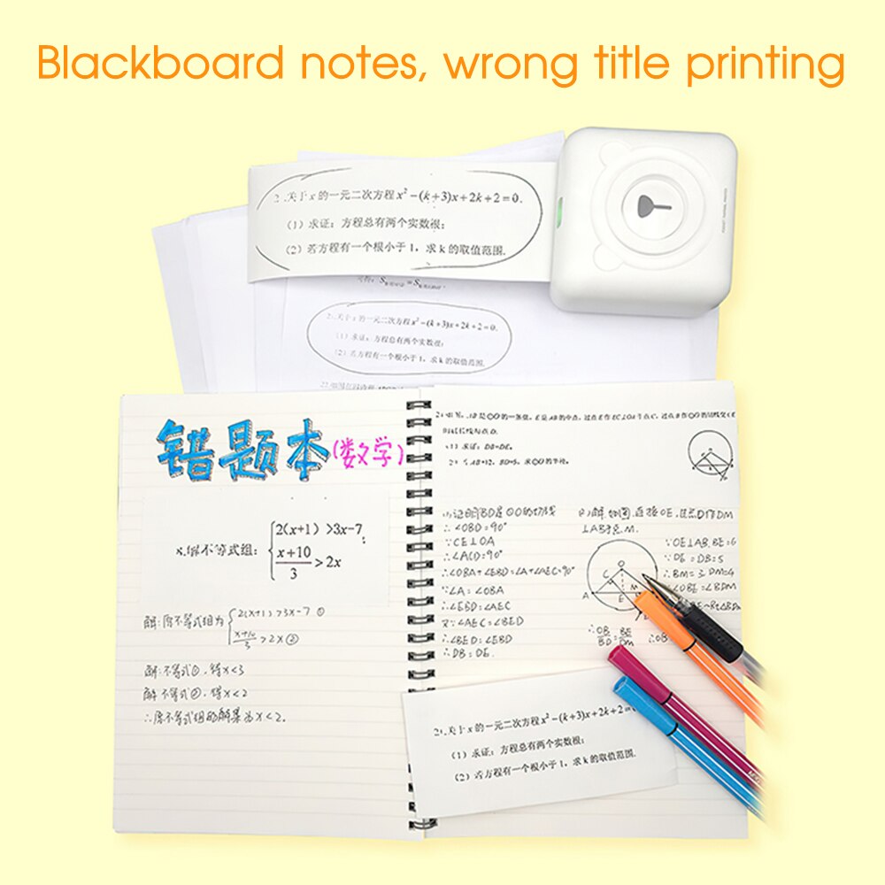 Mini Thermal Printer Portable Pocket Photo Printer Student Wrong Question Printer with Printer Paper for Android Windows Systems