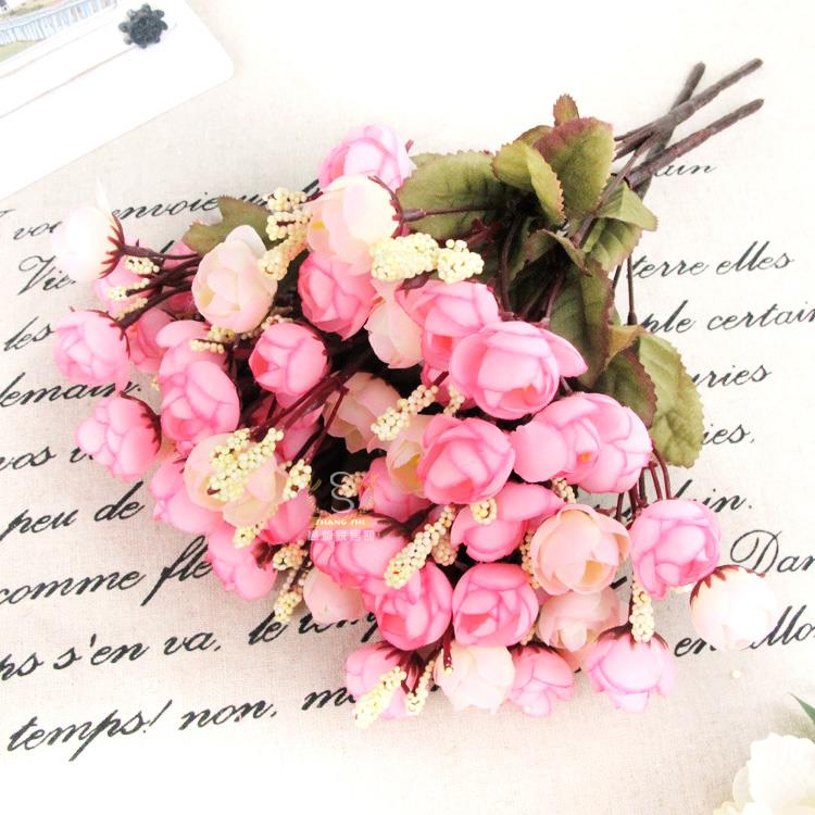 Kunstmatige Rose 18 Bloemhoofdjes Camellia Pioen Boeket Kamer Hortensia Decor: mixed pink