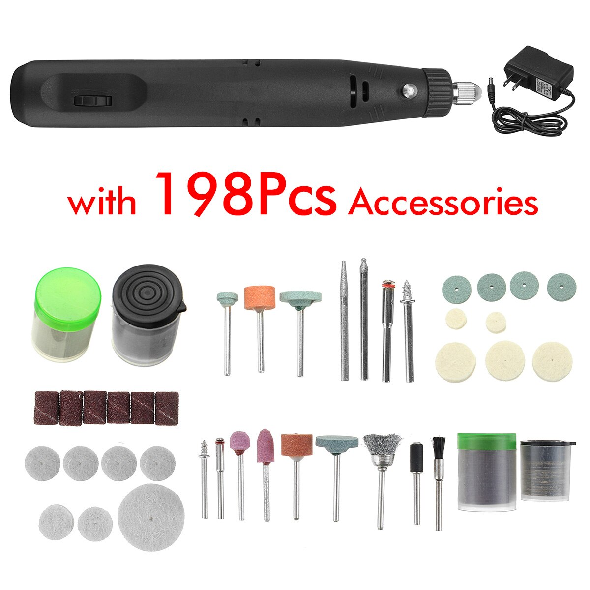 198/226/276Pcs Cordless Electric Grinder Drill Variable Speed Rechargeable Mini Grinding Machine Engraver Pen 15000 r/min