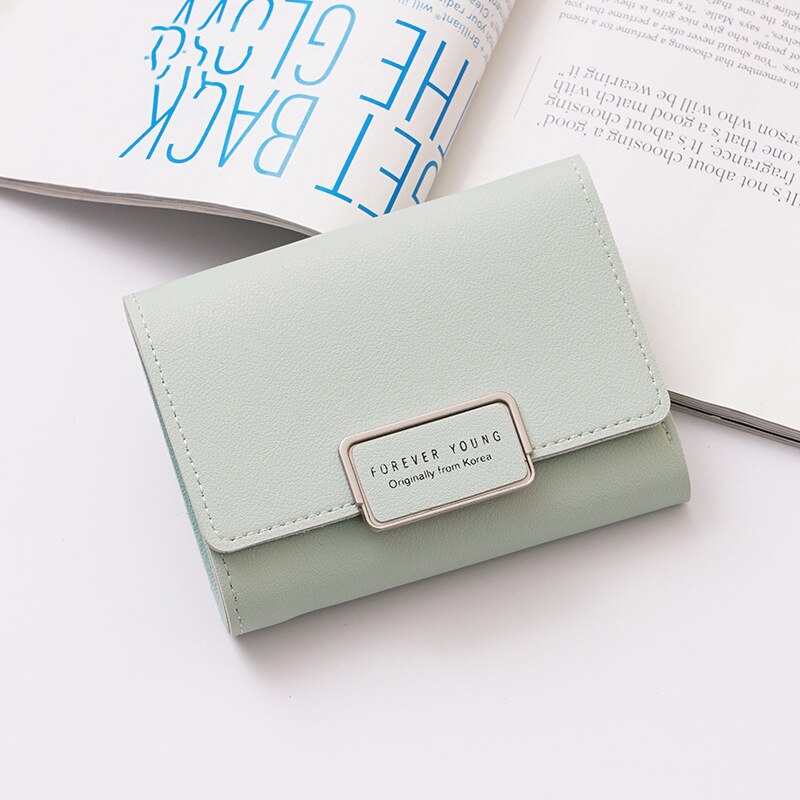 Wallet Women Leather Female Slim wallet Hasp Clutch Short Wallet Women Purse Card Holder Ladies Purse: Green