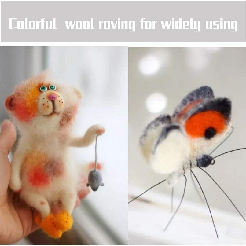 Blended Roving 50g, Needle Felting Wool, Hand Dyed Wool Top, Merino Mixed Natural Wool Roving for Needle Felting Kits (23)