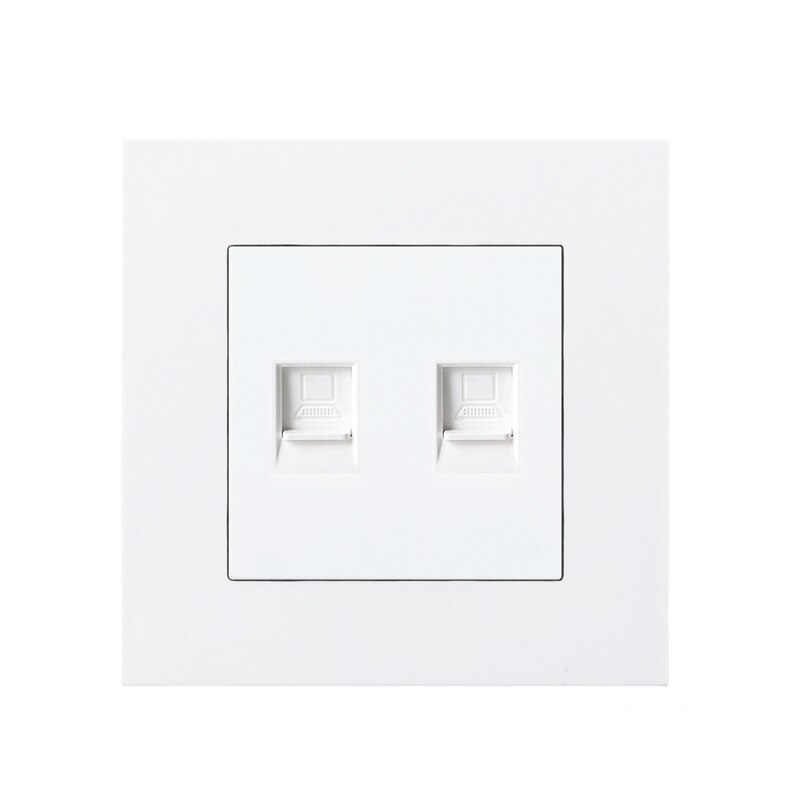 Atlectric PC Plastic Panel Internet TV Socket Rj45 Met TV Socket Dual Rj45 Poort Data Socket Outlet Plug 86mm * 86mm power outlet stopcontact: Double Rj45