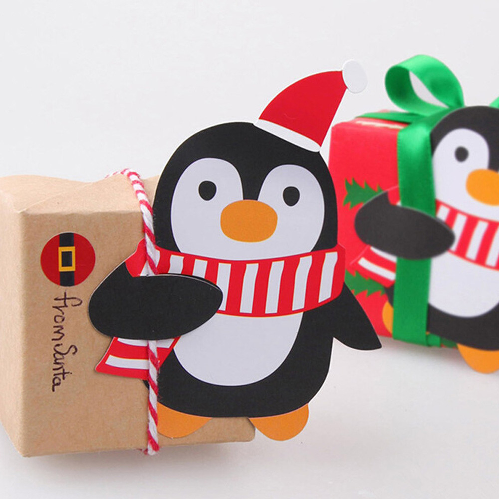 50x Kerstman Pinguïn Lolly Kerst Kaart lolly suiker-brood Xmas Party Speelgoed Decor Kerst Decoraties Voor Huis C20111