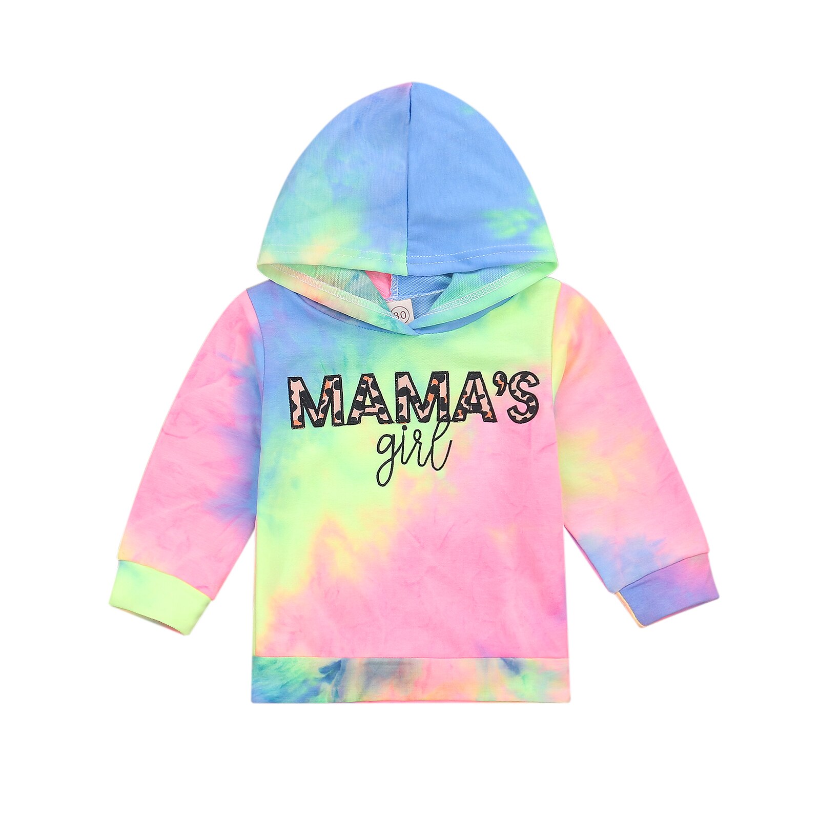 Meisjes Geborduurde Letters Meisjes Tie-Dye Hooded Trui: 1 / one size