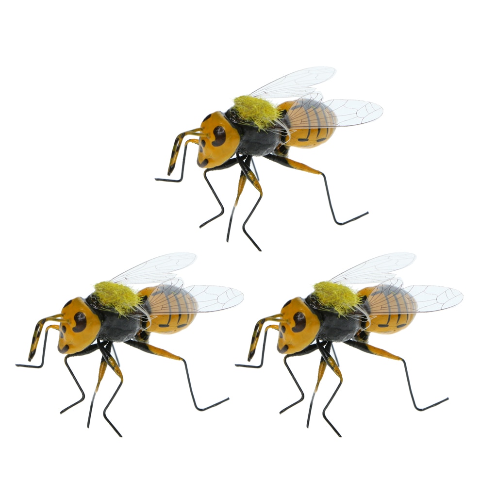 3x Natuurgetrouw Insect Bee Ornament Kleurrijke Koelkast Magneet Outdoor Patio Dieren Miniatuur