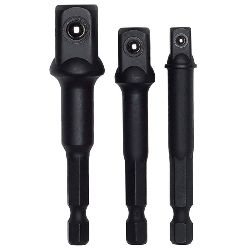 Impact Grade Socket Adapter/Extension Set | Turns Power Drill Into High Speed Nut Driver | 1/4 inch, 3/8 inch, and 1/2 inch Dr