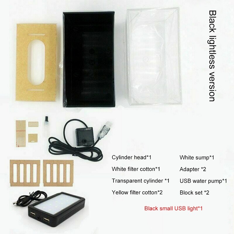 1L Mini Fish Tank Portable Fish Bowl Desktop Aquaponic Aquarium Betta Fish Bowl with Water Filtration LED Quiet Air Pump betta: black with LED light