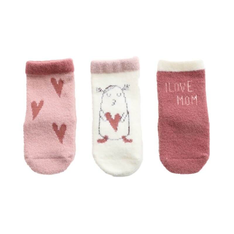 Winter Baby Socks Faux Cashmere Soft Toddler Newborn Socks for Boys Girls Thick Warm Infant Kids Socks 3 Pairs/Lot: Pink / S(0-1Y)