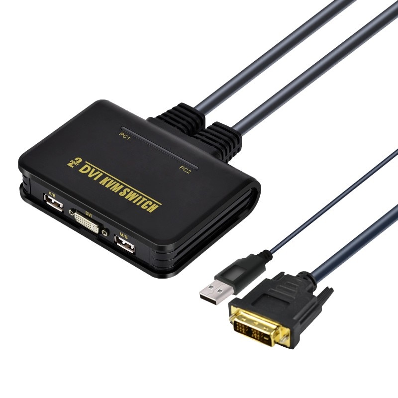2 Port KVM DVI interruptor USB 2,0 DVI KVM interruptor adaptador de Audio y Video Kabel Fr Monitor ordenador Tastatur Maus