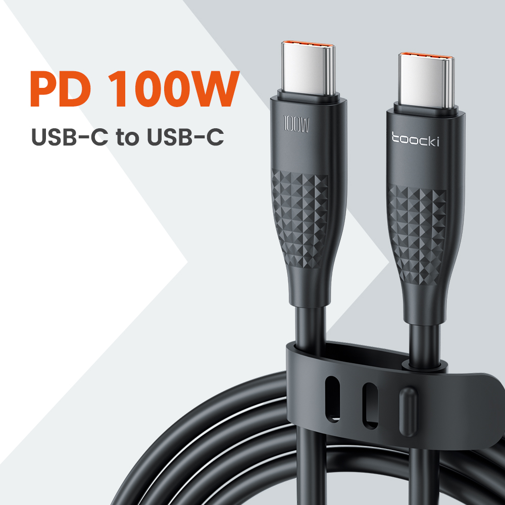 Toocki 100w usb c til type c-kabel hurtigladekabel datakabel til iphone 15 macbook huawei xiaomi poco samsung-kabel: Rød / 2m