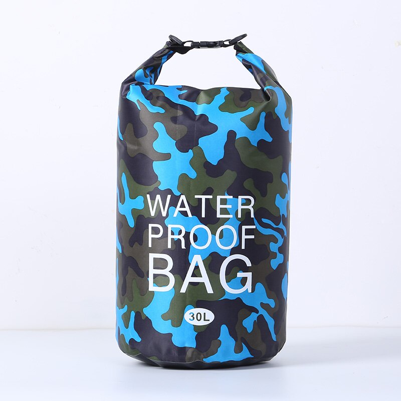 Outdoor Camping Bag Portable Waterproof Storage Camping Canoe Hiking Swimming Multifunctional Hiking Travel Dry Backpack: Light blue 30L