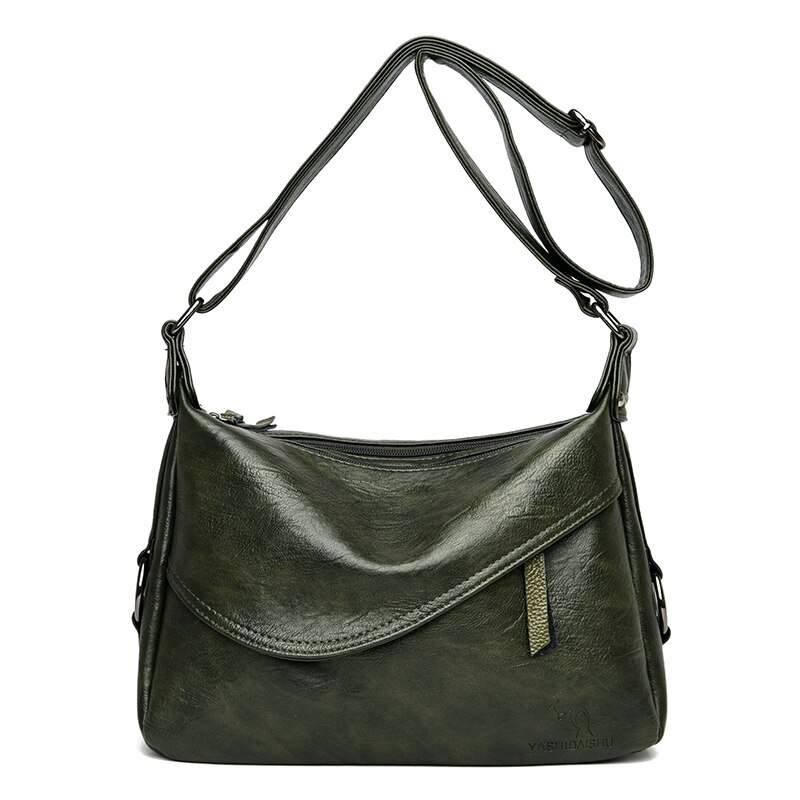 Sommarstil bolsas mjukt läder lyxiga handväskor kvinnor väskor multi-pocket crossbody axelväskor för kvinnor sac: Grön