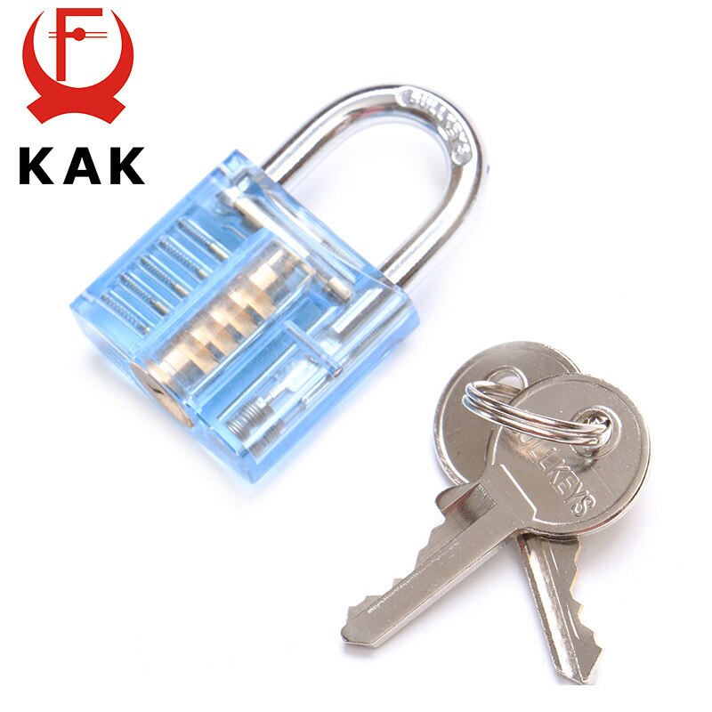 KAK Mini transparente Visible a corte práctica candado cerradura con roto clave eliminar gancho Extractor de cerrajero herramienta de la llave: Just Blue Lock
