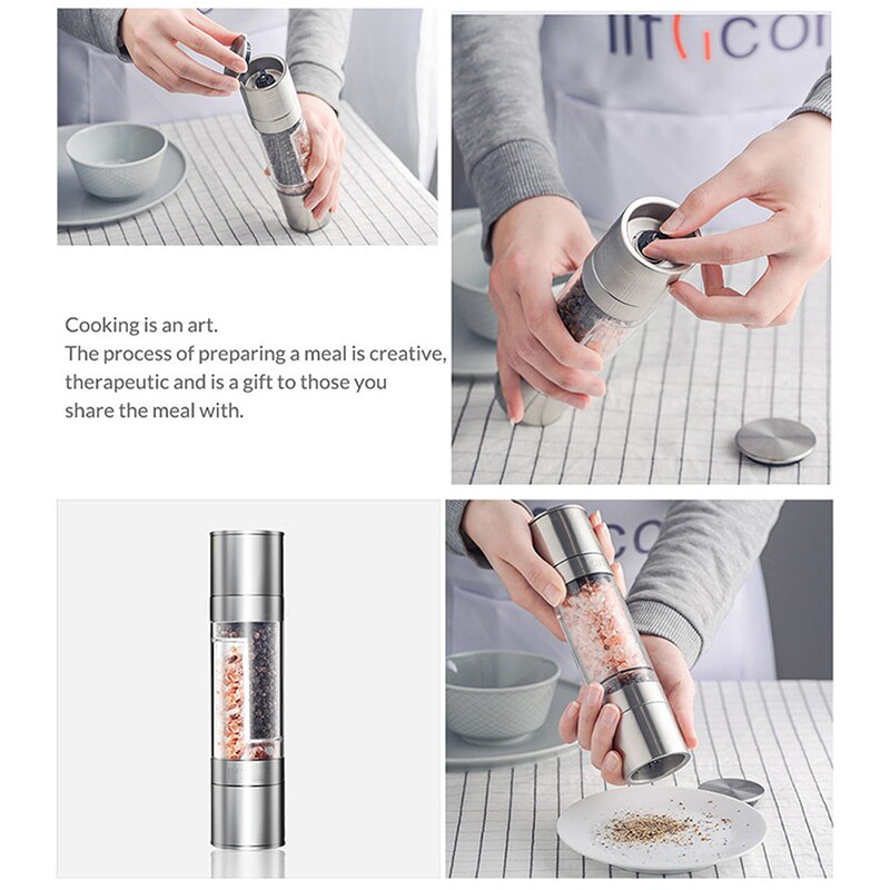pepper grinder Manual Stainless Steel Thumb Push Salt Pepper Spice Sauce Grinder Mill Herb Spice Grinder Kitchen Accessories