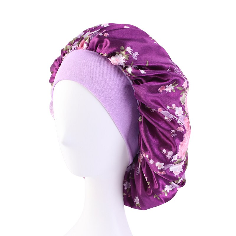 Gorro de satén liso con ajuste para el cabello para mujer, gorro de seda para dormir de noche, accesorios de estilismo para el cabello, 36cm