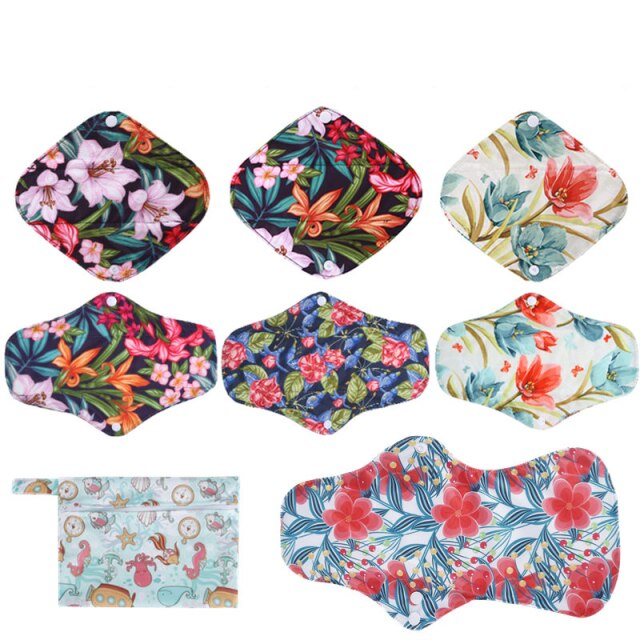[simfamily] 10Pcs Reusable Pads Bamboo Charcoal Pads Sanitary Pads Washable Panty Liner Mama Maternity Menstrual Cotton Dads: 3S 3M 1L 1bag