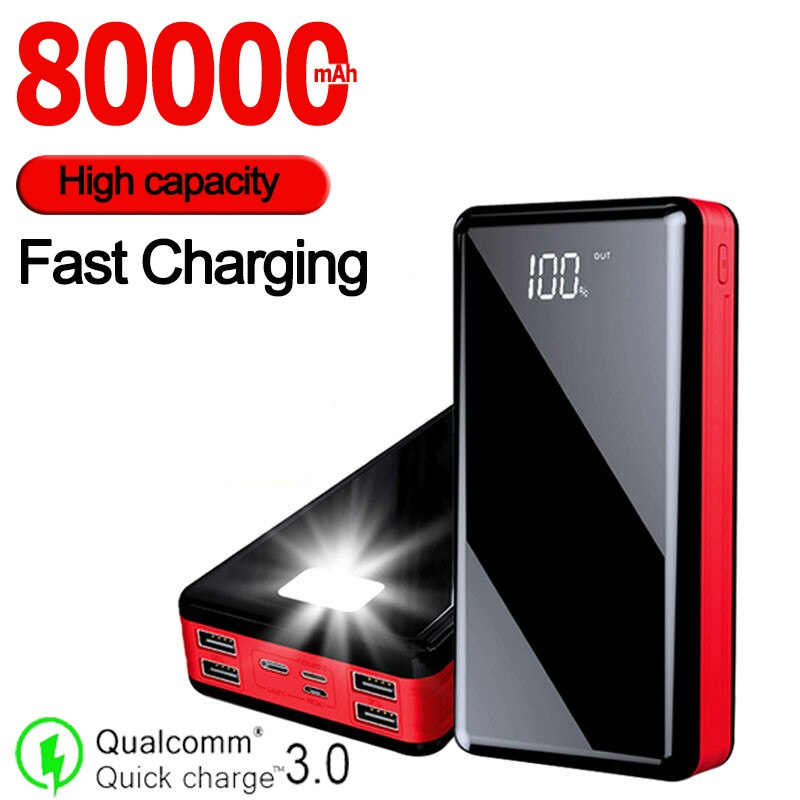 80000Mah Power Bank Grote Capaciteit Draagbare Mobiele Voeding Outdoor Emergency Externe Batterij Oplader Voor Xiaomi Samsung