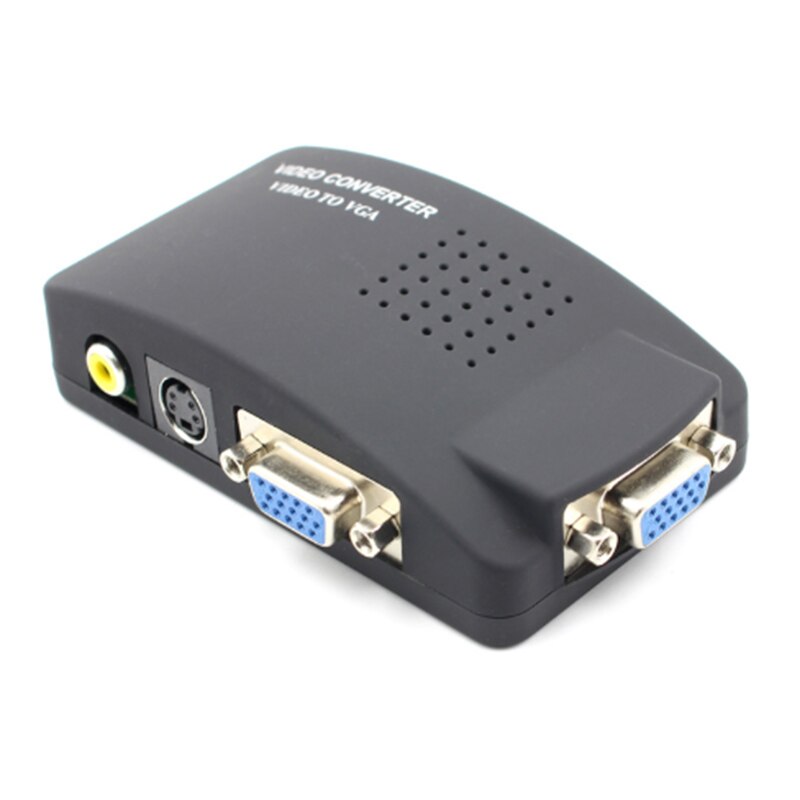Av till vga adapter rca vga omvandlare rca komposit s-video av ingång till pc vga lcd utgång omvandlare switch box-eu plug
