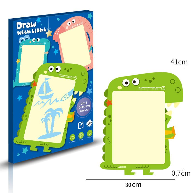 Disegnare con la Luce Fun Fluorescente Tavolo Da Disegno Per Bambini Luminosa Graffiti Del Fumetto di Tabellone Per Scrittura 3D Lavagna LUMINOSA