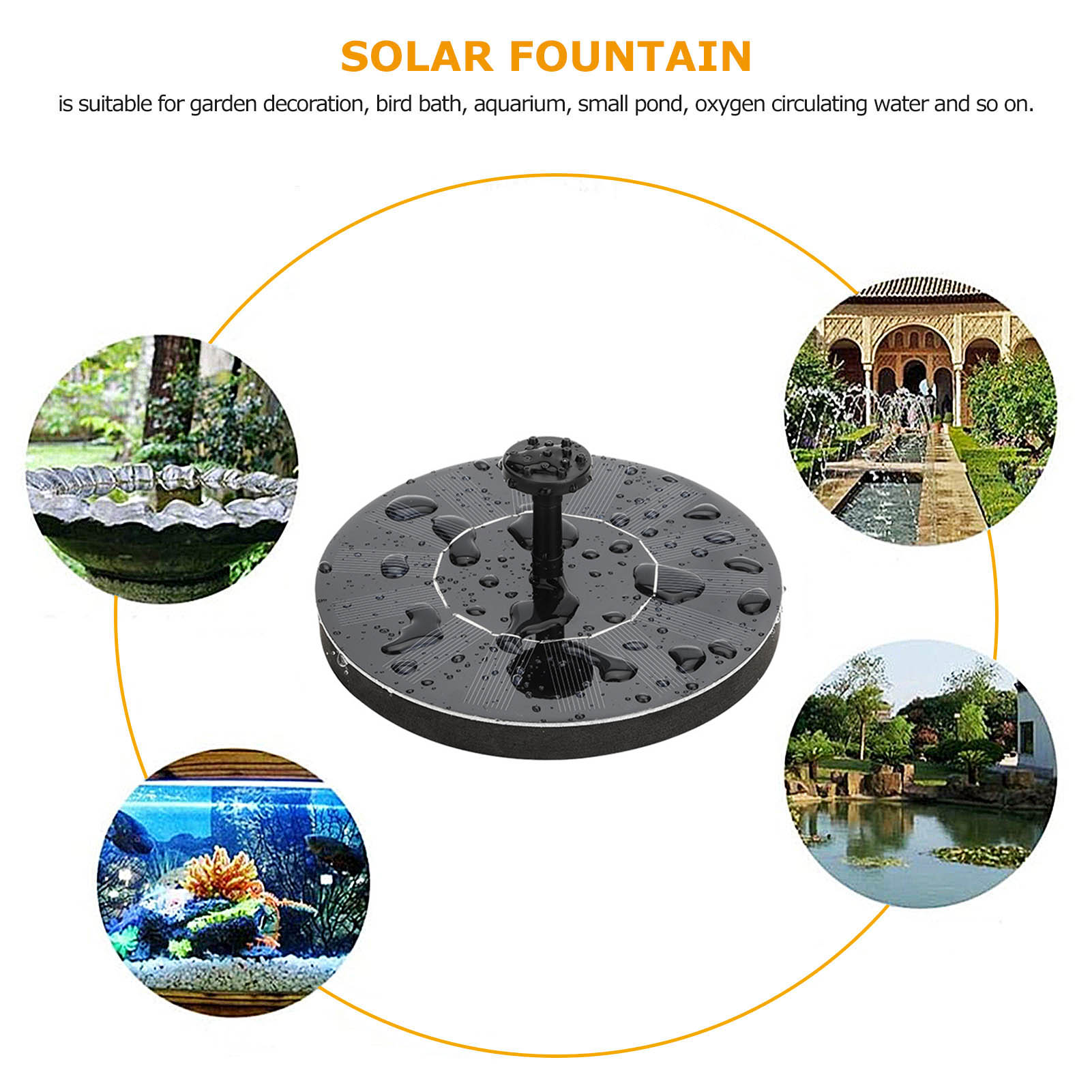 Solar Water Fountain Pool Pond Waterfall Fountain Garden Decoration Outdoor Bird Bath Solar Powered Fountain Floating Water