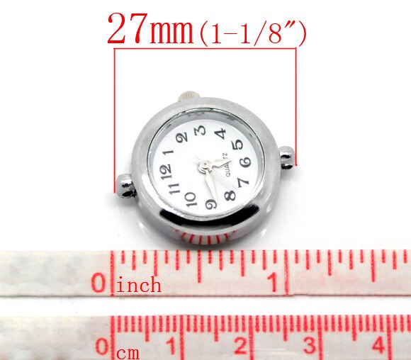 2-10 stk mænd kvinder sølv runde glatte urskiver til gør-det-selv europæisk charme armbåndsur 27 x 24mm