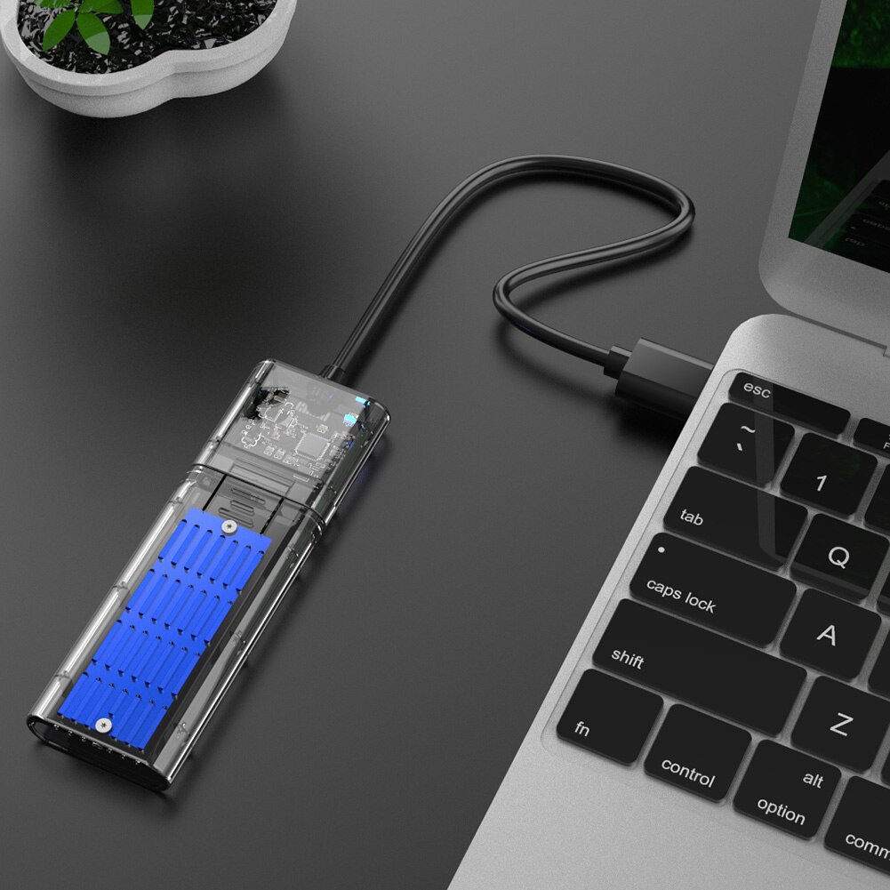 Transparante Harde Schijf Behuizing USB3.0 Gen1 Hoge Snelheid 5Gbps M.2 Om USB3.1 Type-C Mobiele Harde Schijf Case