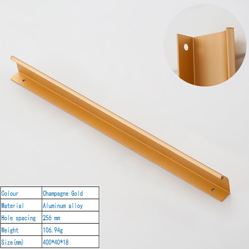 Poignées murales modernes et simples pour tiroirs, avec boucle de meubles décoratifs américains, haut de gamme: Gold 6814-320mm