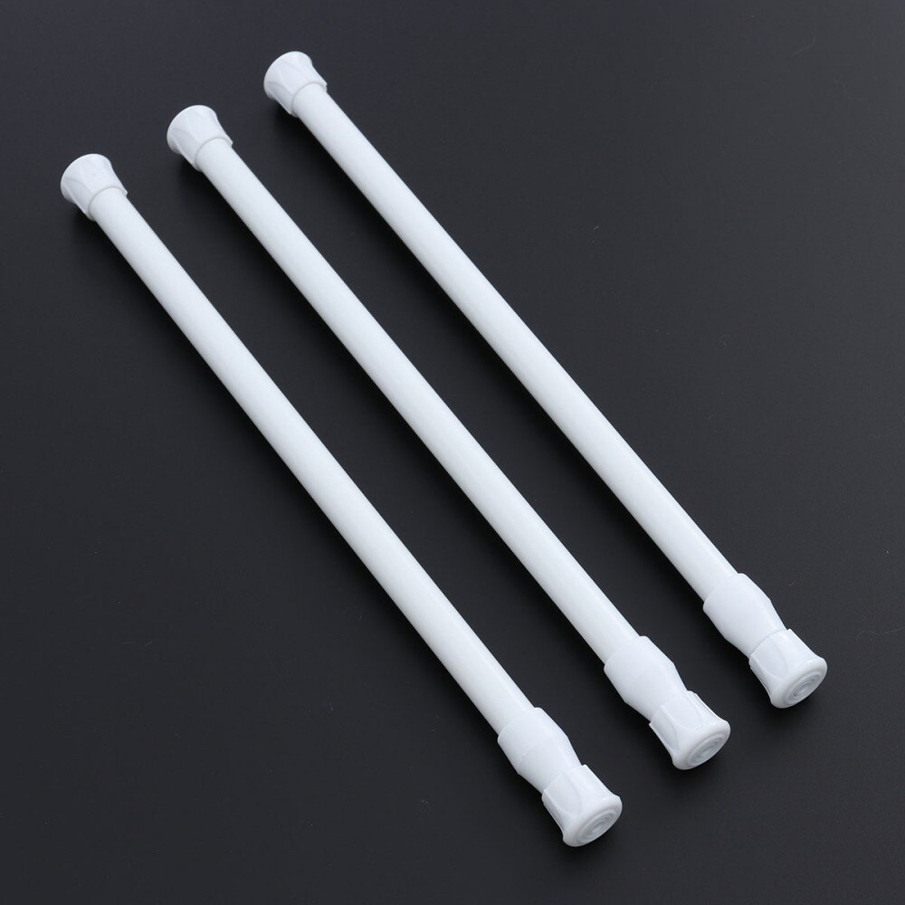3pcs Extendable Cupboard Bars Tensions Rod Spring Curtain Rod Adjustable Width 11.8-20 Inches (White): White 1