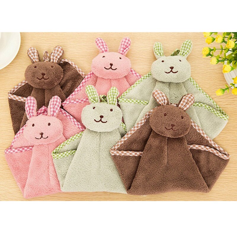 Leuke Bunny Coral Fleece Handdoek Keuken Hanger Washandje Mode Mooie FBS889