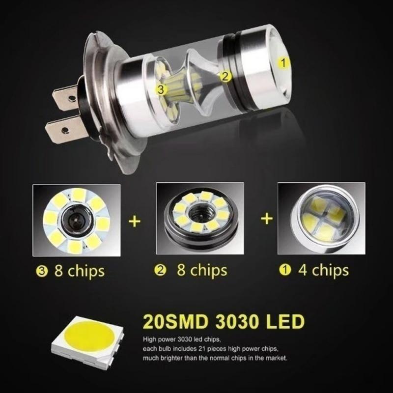 2Stck 100W H4 H7 H1 H11 H3 H8 LED Auto Tagfahrlicht Fahren Nebel Licht Lampe 6000K Auto Fahren Scheinwerfer Hohe Abblendlicht Birne