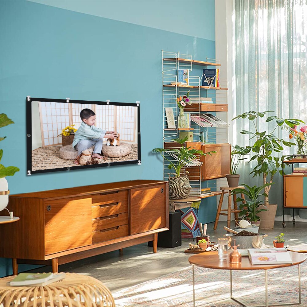 Projector Screen 60 72 84 100 inch 16:9 HD Foldable Anti-Crease Portable Projector Movies Screen for Home Theater Outdoor Indoor