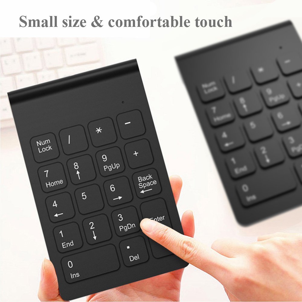 [AVATTO] Small Size 2.4GHz USB Wireless Numeric Keypad Mini Numpad 18 Keys Digital Keyboard for Teller Laptop Notebook Tablets