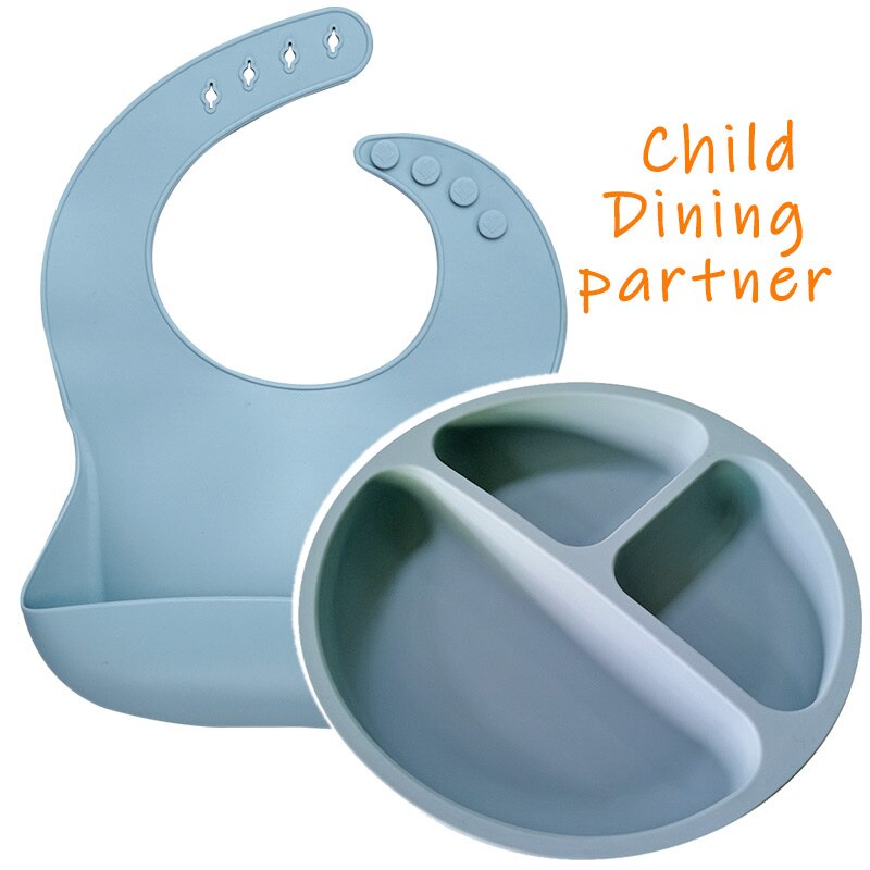 Bpa gratis baby silikone fodring platos baby hagesmæk suite moderigtige rene børns retter skål baby ting bordservice
