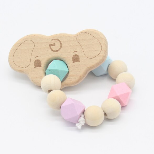 Wooden Baby Bracelet Animal Shaped Jewelry Teething For Baby Toy: Elephant