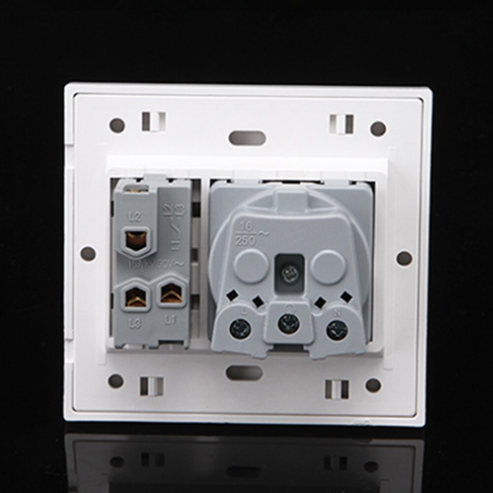 Good 92*86mm PC Panel EU Russia Spain Wall Socket 250V 16A 1 Gang 1 Way On / Off Rocker Phosphor Copper Light Switch