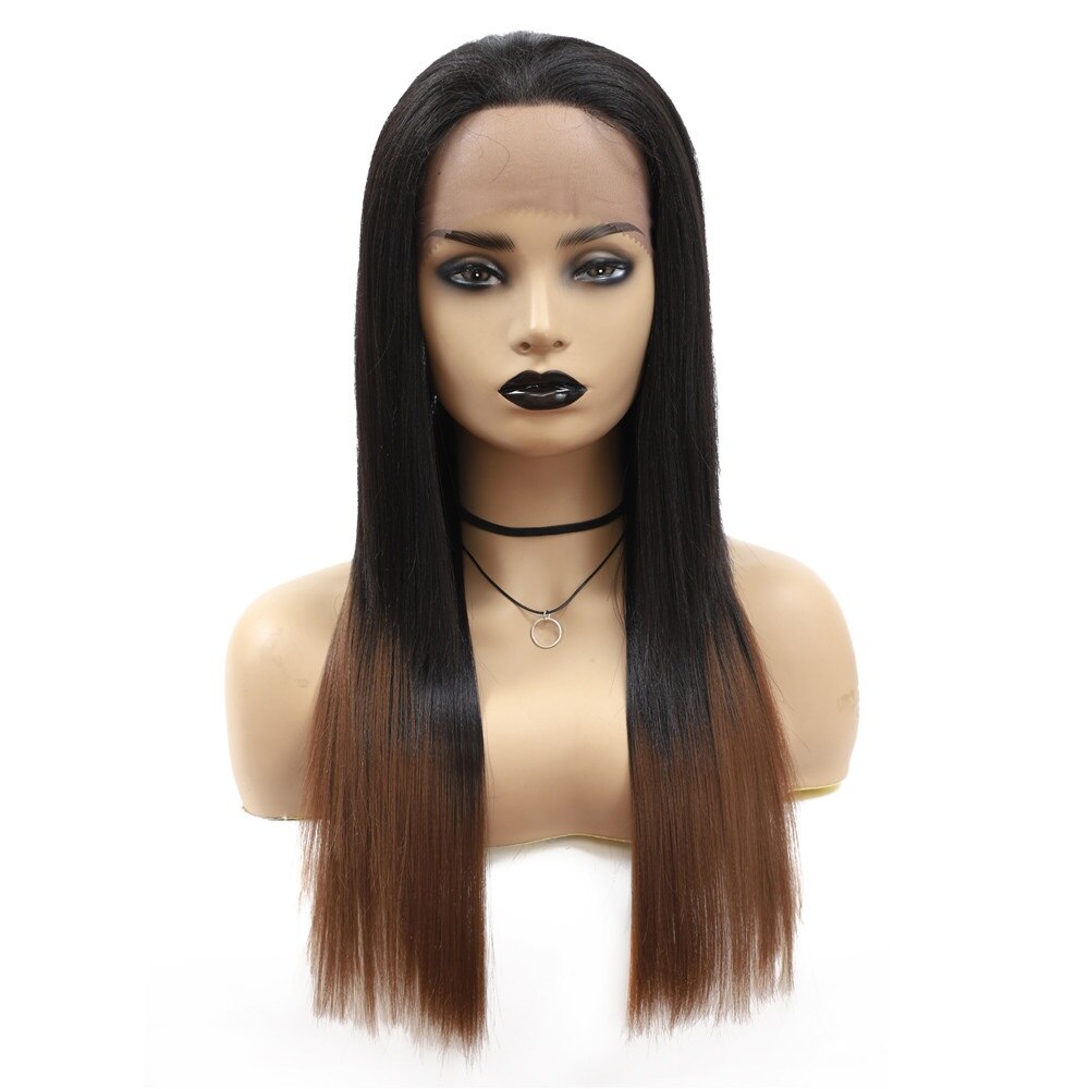 Soku sort brun farve syntetiske blonde front parykker naturlig lige langt hår paryk 22 inches gratis del paryk til sorte kvinder: Tt2 30