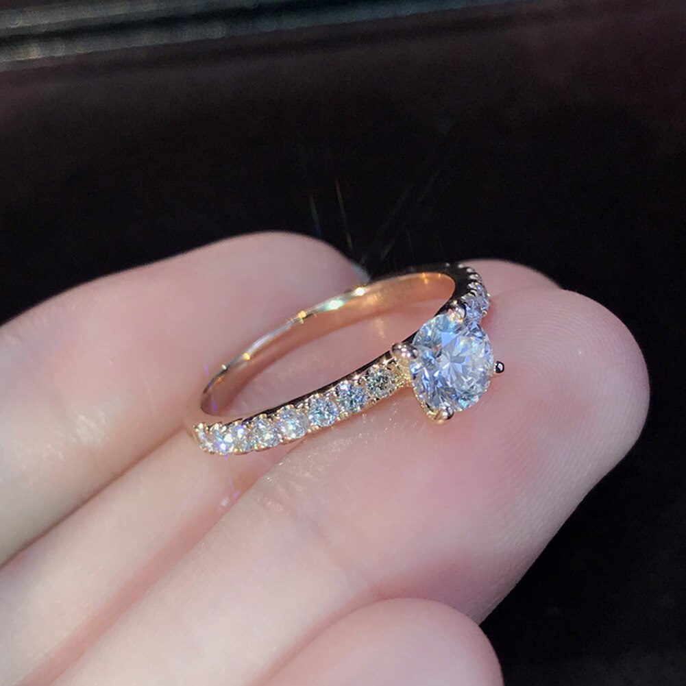 Anillos para mujer con incrustaciones de diamantes de imitación de Color plateado de anillo de boda de compromiso para mujer