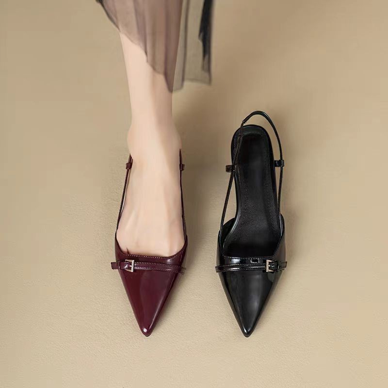 2024 zapatos de de tacones medios sexis con punta estrecha, sandalias de mujer, zapatos de tacón de de de verano, zapatos informales con talón descubierto, zapatillas de vestir