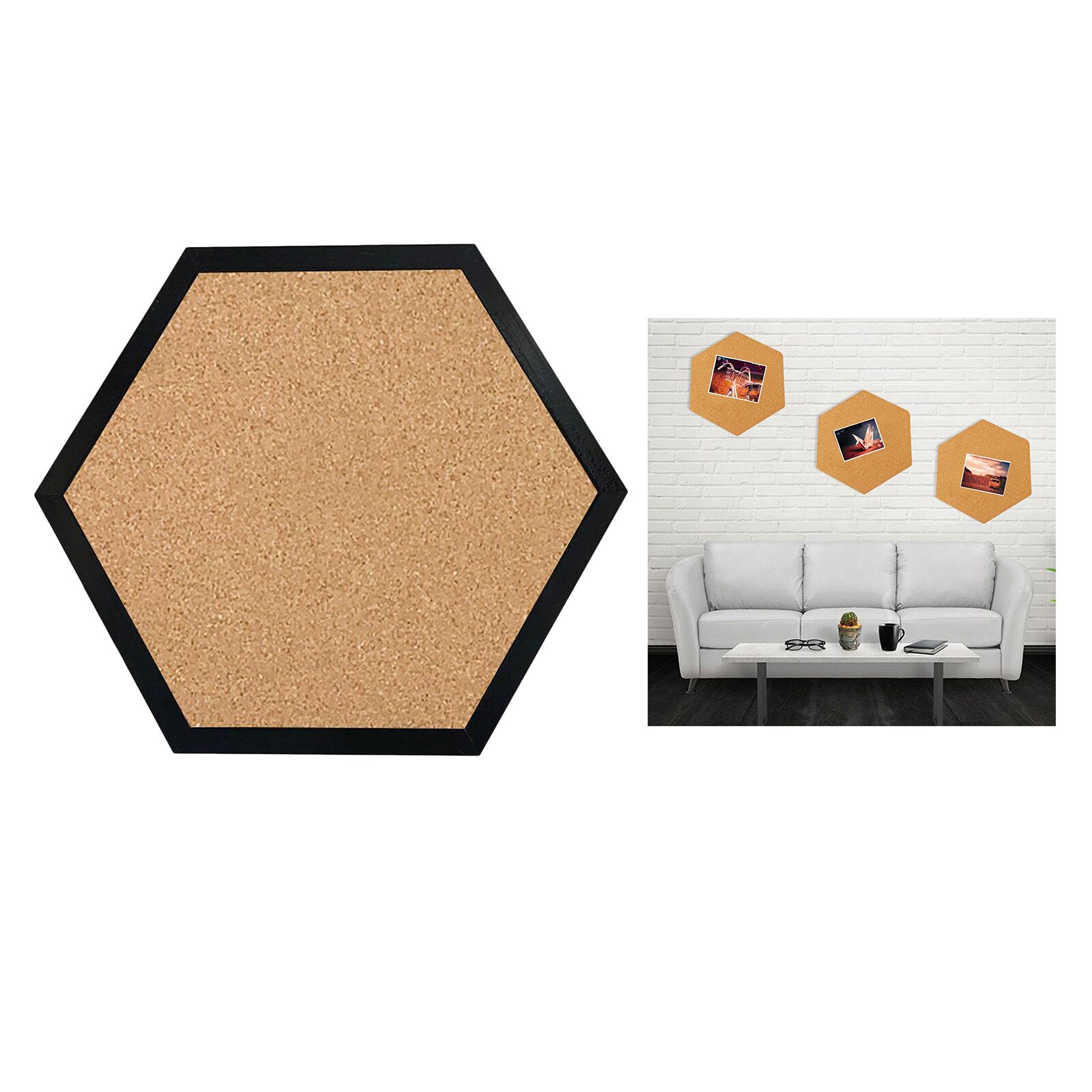 Cork Bulletin Boards - Hexagonal Decorative Tiles - Perfect Pinning Reminders in Your Kitchen, Office School Classroom Home Room: Black