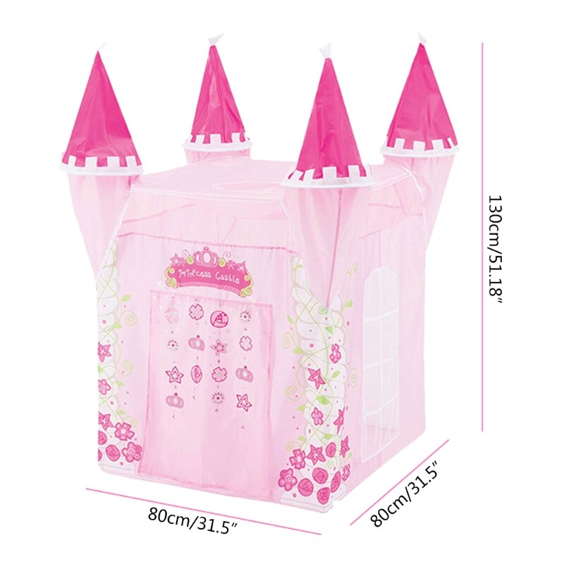 130cm/51in Baby Tent Princess Castle Building Folding Bedroom Tent Easy Assemble Indoor Interactive Play House for Girls D5QA