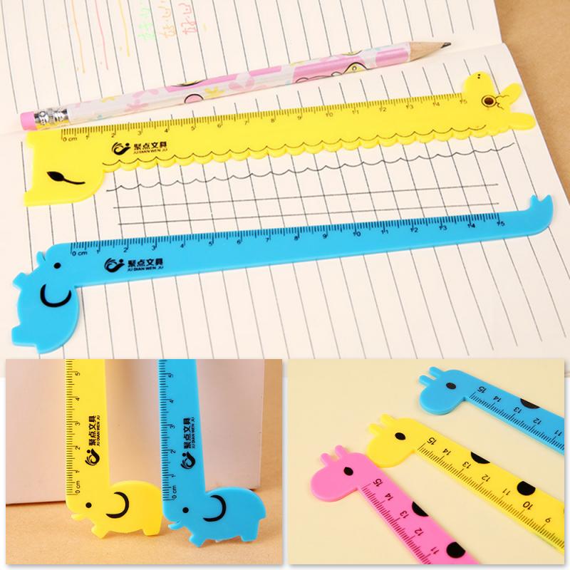 Praktische kinderschrijfwaren, willekeurige kleur, vorm, schattig dier, 15cm- schaal liniaal, kantoorbenodigdheden, schoolbenodigdheden